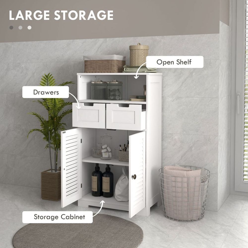 kleankin Bathroom Storage Cabinet, Small Bathroom Cabinet with Louvred Doors