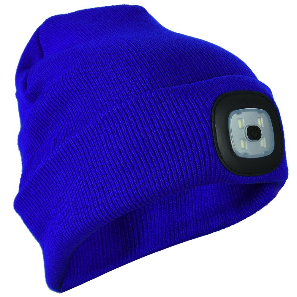 Knit Beanie Hat 4 LED Head Lamp Light Cap Outdoor Hunting Camping Fishing