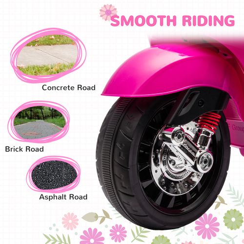 AIYAPLAY Vespa Licensed 12V Kids Electric Motorbike w/ 2 Training Wheels