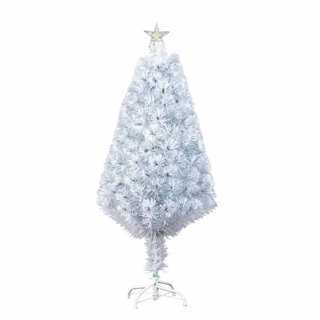 4ft 120 Branch Fiber Optic PVC Branch Iron Bracket Christmas Tree White