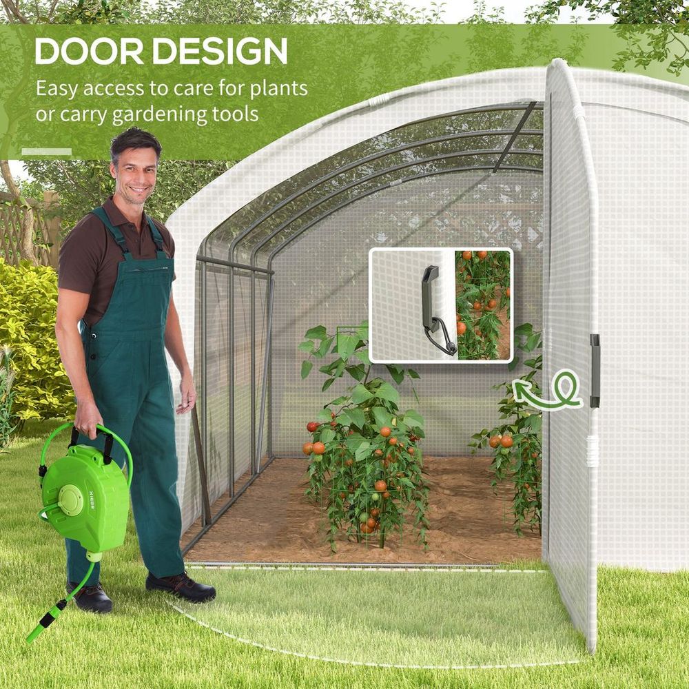 Premium Outsunny Polytunnel Greenhouse: 4x3x2m, UV-Resistant PE Cover, Door