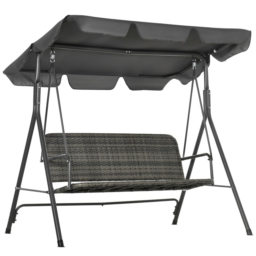 Premium Outsunny 3-person Rattan Swing Chair - Adjustable Canopy, Strong Steel Frame - Best Quality!