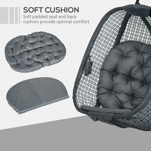 Outsunny Hanging Swing Chair w/ Thick Cushion, Patio Hanging Chair, Dark Grey