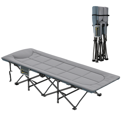 Outsunny Camping Bed for Adults with Cushion, Headrest, Side Pocket