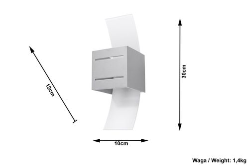 Wall Lamp LORETO Grey Up/Down Square Shape Modern Loft Design G9
