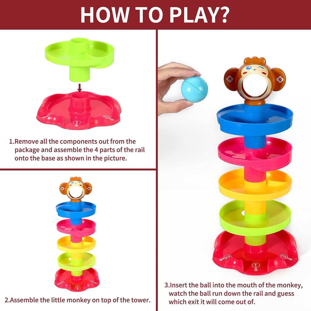 Interactive Drop and Go Ball Ramp - Educational Toy, Vibrant Colors, Safe & Durable - Ideal Gift for Kids 18 Months+