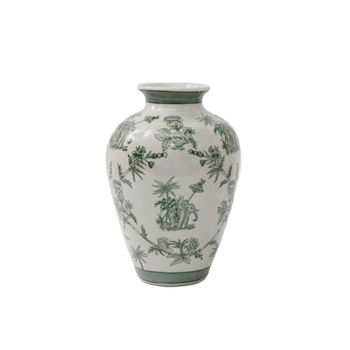 Ceramic Green Parrot Palm Willow Vase 30cm