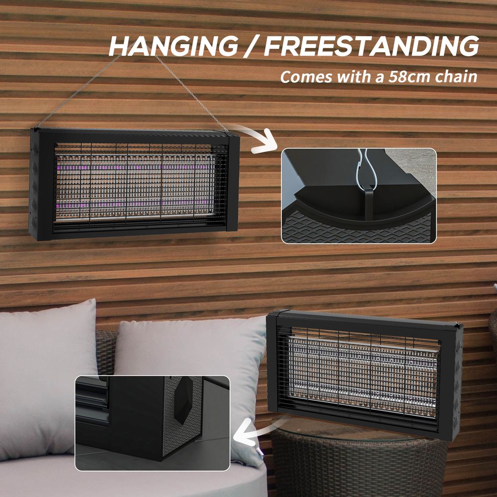 HOMCOM Fly Killer, Infrared Light, Hanging/Freestanding, Black