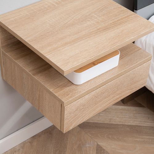 HOMCOM Nightstand Set of 2, Wall Mounted Bedside Cabinet