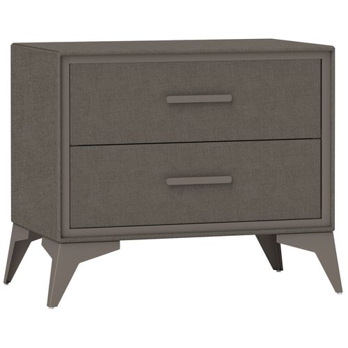 HOMCOM Velvet Bedside Table with 2 Drawers and Steel Legs, Brown