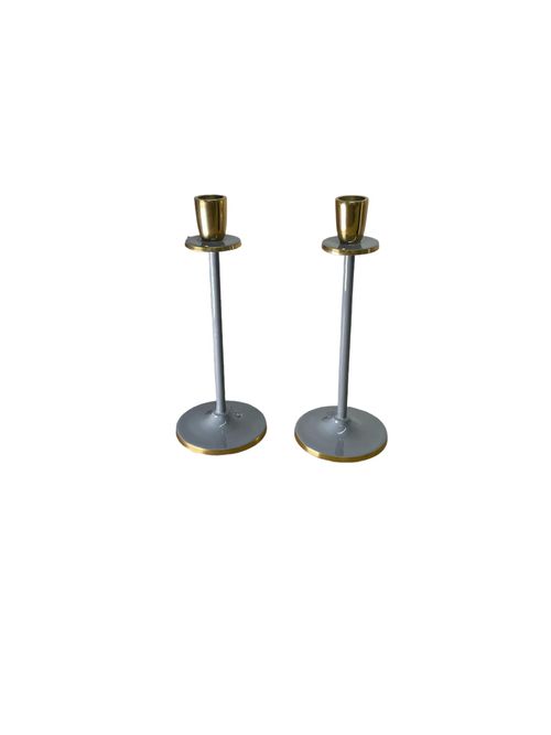 Glossy Grey Irina Candlestick, 20cm