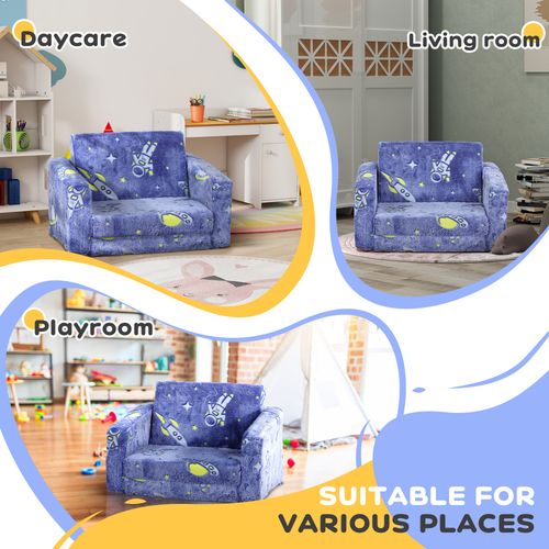 AIYAPLAY 2 in 1 Kids Folding Bed with Glow in The Dark Cosmic Design
