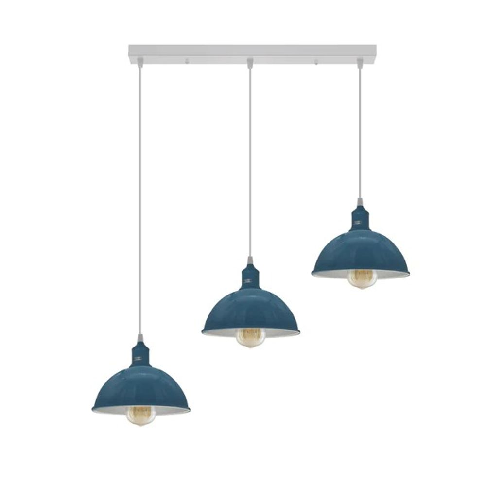 Industrial Vintage Loft Kitchen Bar  3 Lights Fittings Ceiling Lights Chandelier 21cm Dome Metal Light Shade