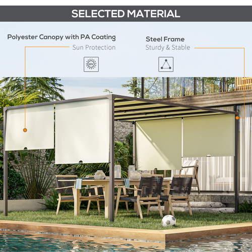 Outsunny 3 x 4m utdoor Garden Pergola with LED Lights