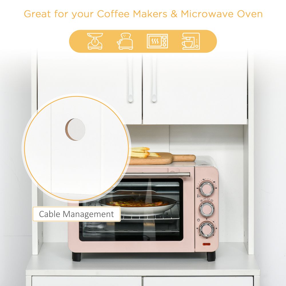 Premium Kitchen Buffet Storage, 2 Cabinets, 3 Drawers, 60x40x150cm, High-Quality White Finish