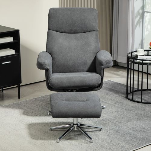 HOMCOM Recliner Chair with Footstool with Adjustable Back