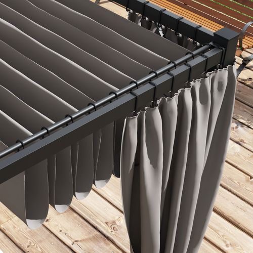 Outsunny 3 x 3(m) Pergola with Retractable Roof and Curtains, Light Grey