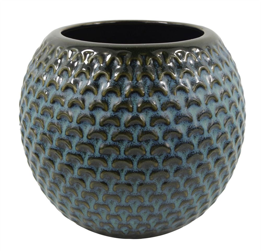 Elegant Blue Ceramic Plant Pot - 15x15x12.5cm