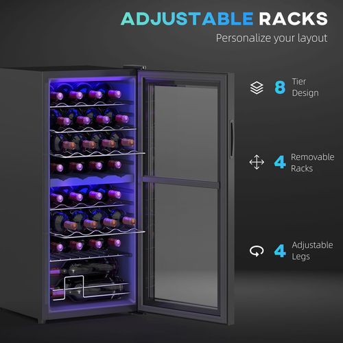 HOMCOM 86L Dual Zone Wine Cooler with Adjustable Temperature Control, Black