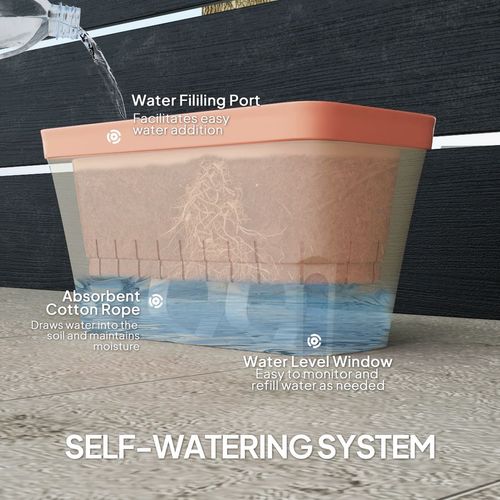 Outsunny 3 Pcs Self Watering Plant Pots w/ Visual Water Level Window
