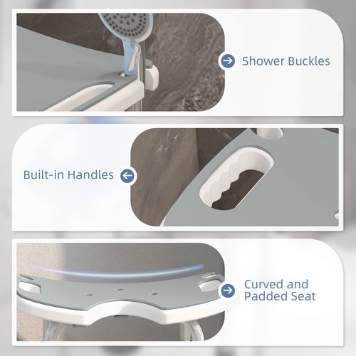 HOMCOM Aluminium Shower Stool for Elderly Disabled Non-Slip Bath Stool