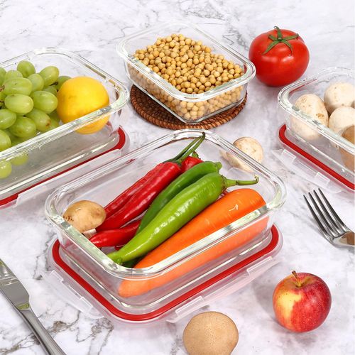 Vinsani Glass Food Storage 10-Pack Containers Rectangle Food Meal Prep Lunch Boxes with Lids Airtight Heat Resistant Leakproof Lid BPA-Free Dishwasher Microwave Oven Freezer Safe