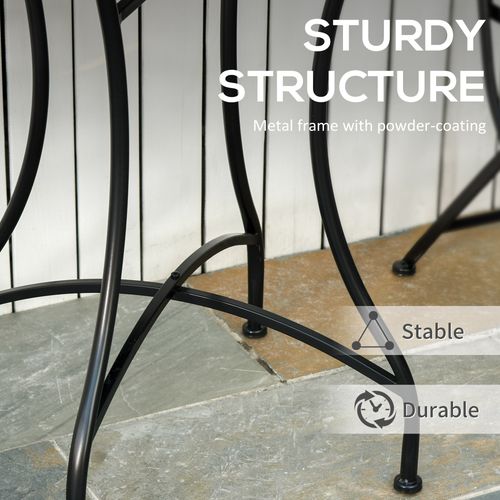 Outsunny Mosaic Side Table Bistro Coffee Table for Garden Patio Balcony Grey