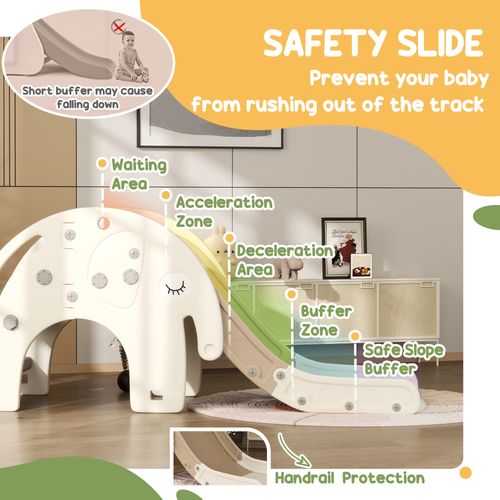 AIYAPLAY 3 in 1 Kids Slide for 1-3 Years, Elephant-Themed Indoor Slide