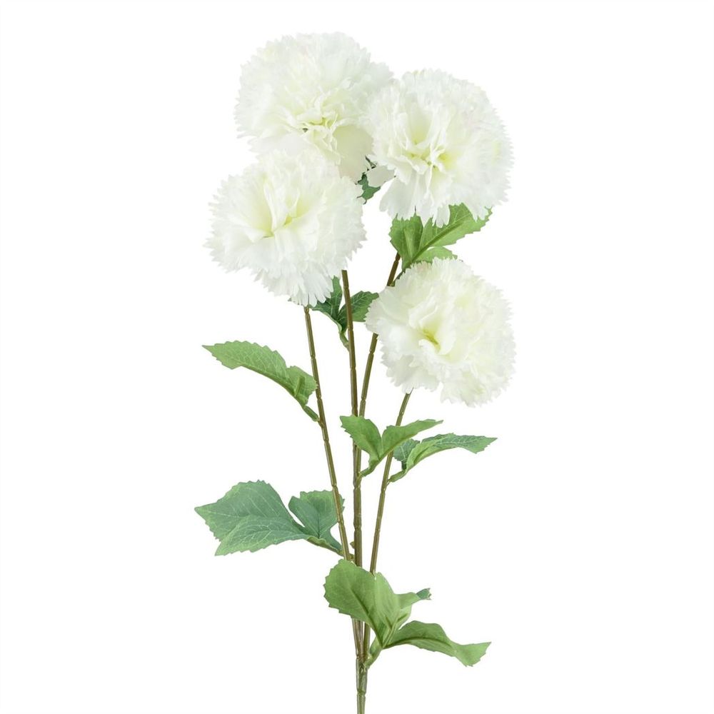 Premium Quality Pack of 6 White Carnation Stems - 70cm - 24 Silk Flowers