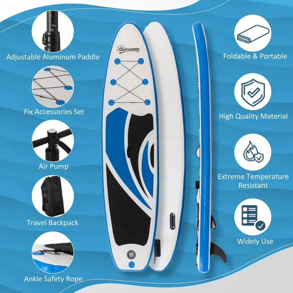 Ultimate 10ft Inflatable Paddle Board Kit, Non-Slip Deck, Adjustable Paddle - Perfect for Fishing, Surfing, and Yoga