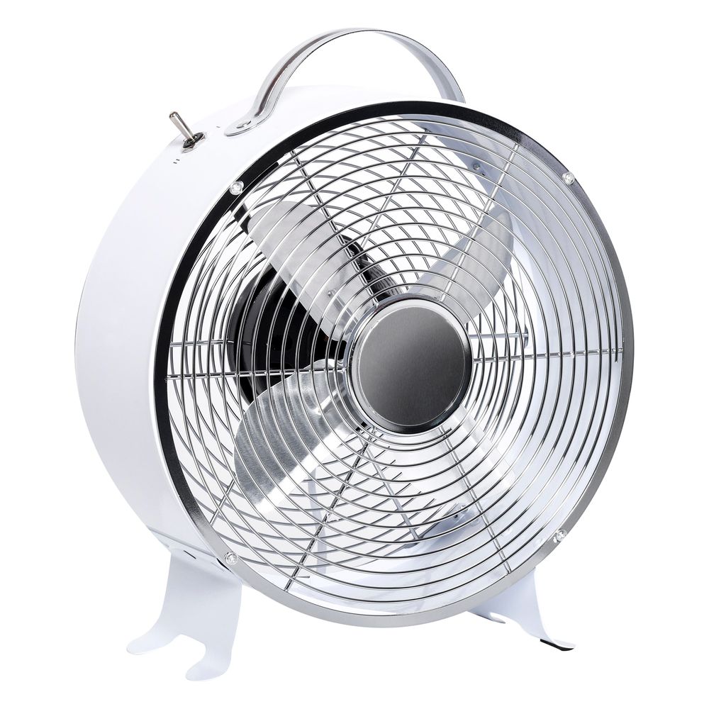 HOMCOM 10" 2-Speed Electric Table Desk Fan w/Safety Guard Anti-Slip Feet Portable Personal Cooling Fan Home Office Bedroom White