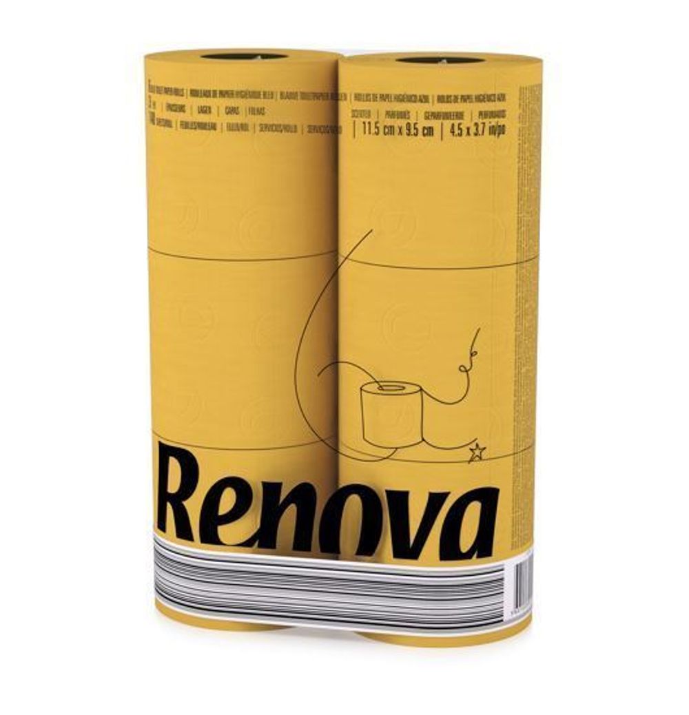 Renova 6 Rolls 3 Ply Soft Colour Toilet Loo Bathroom Tissue Paper Rolls
