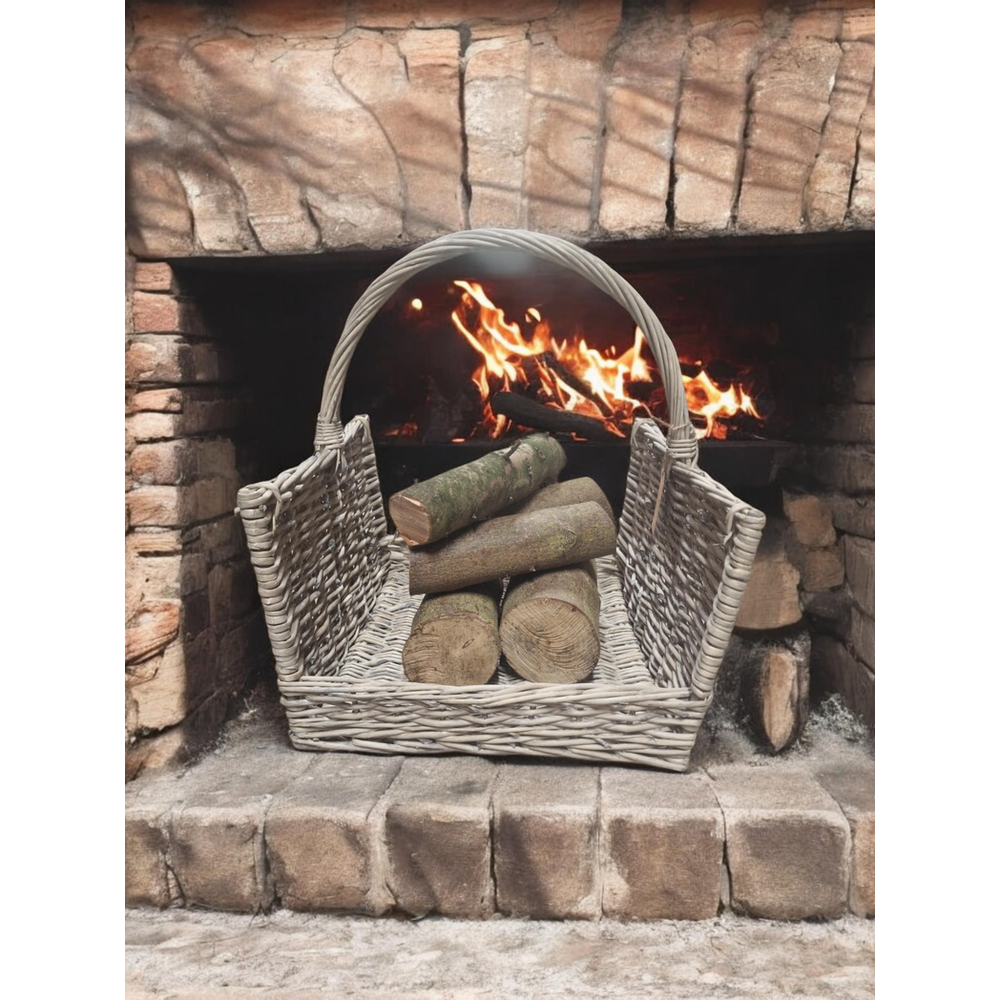 Greywash Willow Log Basket (T45x44cm)
