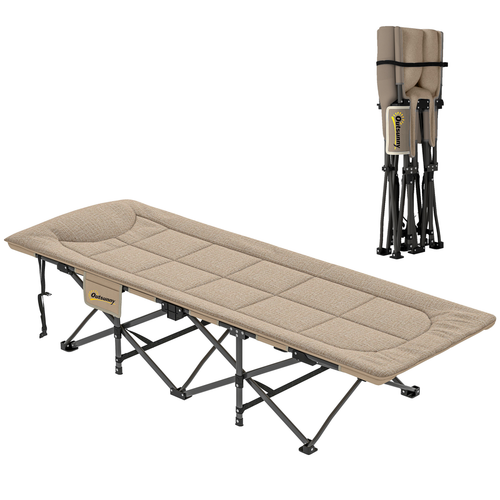 Outsunny Camping Bed for Adults with Cushion, Headrest, Side Pocket