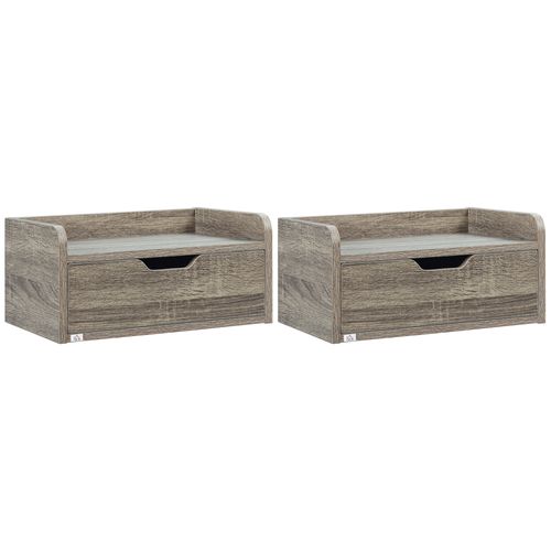 HOMCOM Floating Nightstand Set of 2, Nightstand with Drawer