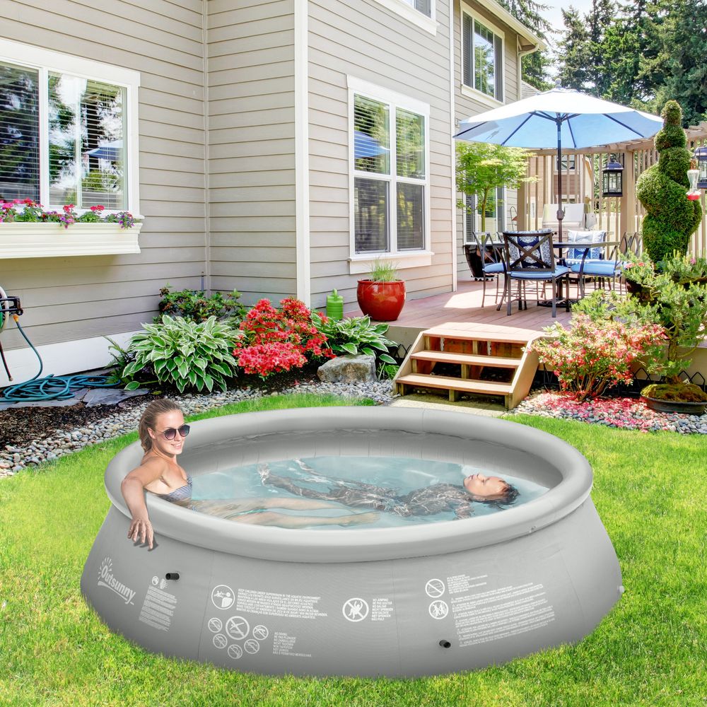 Premium 274cmx76cm Round Inflatable Swimming Pool + Hand Pump - Family-Sized for Summertime Fun