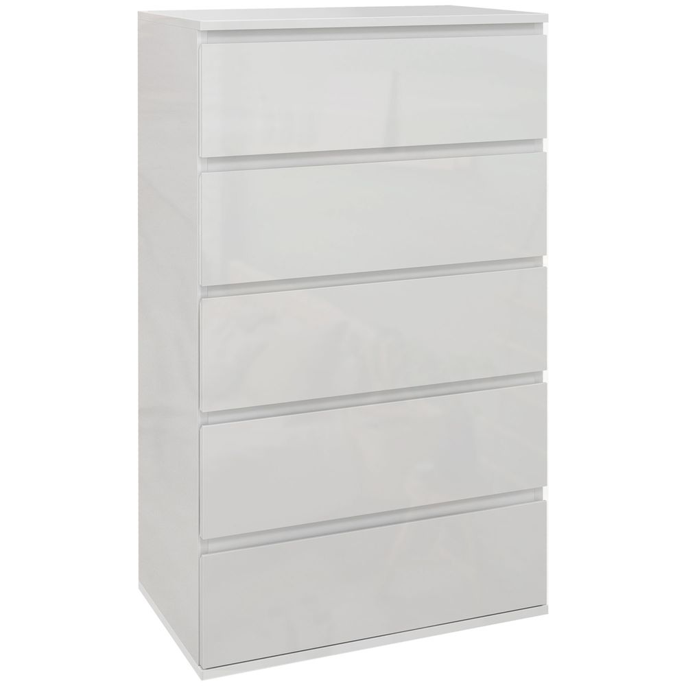 Premium HOMCOM 5 Drawer High Gloss Dresser - Sleek & Spacious Storage Solution