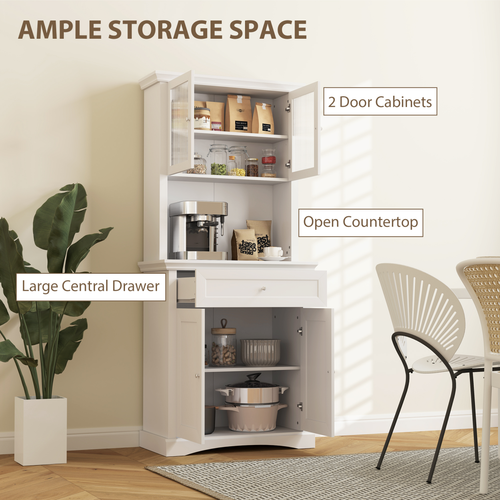 HOMCOM Kitchen Cupboard Storage Cabinet with Drawer, Doors and Shelves, White