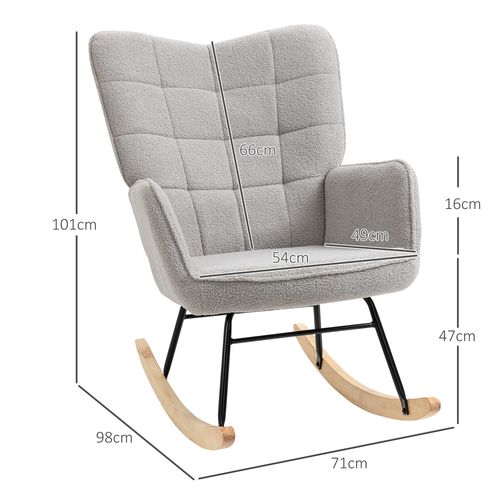HOMCOM Wingback Rocking Chair for Nursing w/ Steel Frame