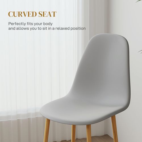 HOMCOM Dining Chairs Set of 4 w/ Curved Back, Steel Legs, Grey
