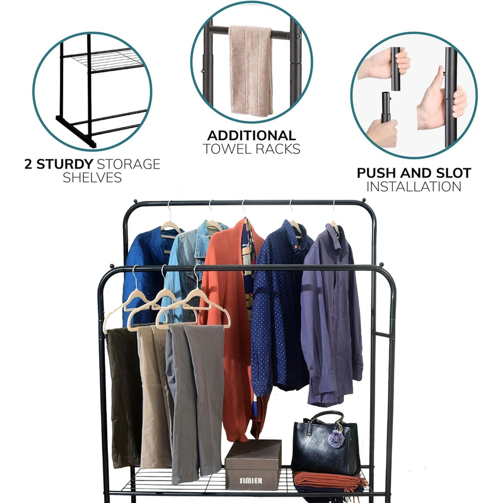 Double Clothes Rail in Black
