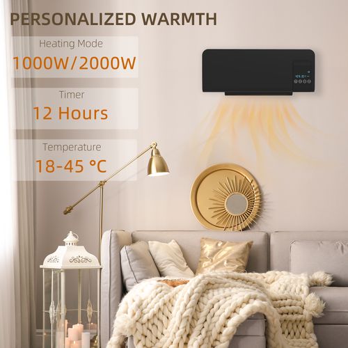 HOMCOM 2000W Wall Mounted Ceramic Heater with Remote Control for Home
