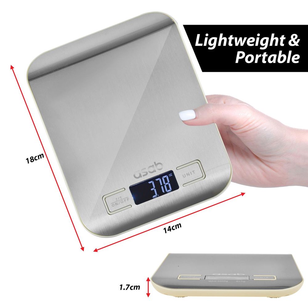 ASAB Digital Kitchen Scales AS-12754 - High-Precision, Multiple Functions, Heavy-Duty Design, LCD Display, Reliable Safety