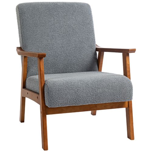 HOMCOM Boucle Accent Chair Armchair W/ Wide Seat for Living Room Bedroom