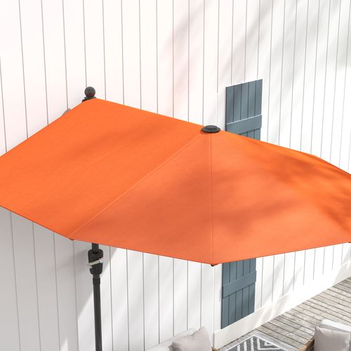 Outsunny 2m Half Garden Parasol Market Umbrella w/ Crank Handle, Orange