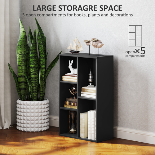 HOMCOM 2-Tier Bookshelf with 5 Open Storage Compartments
