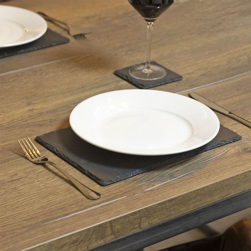 Contemporary Slate Placemats & Coasters - Set of 16 | High Quality & Stylish - Maison & White