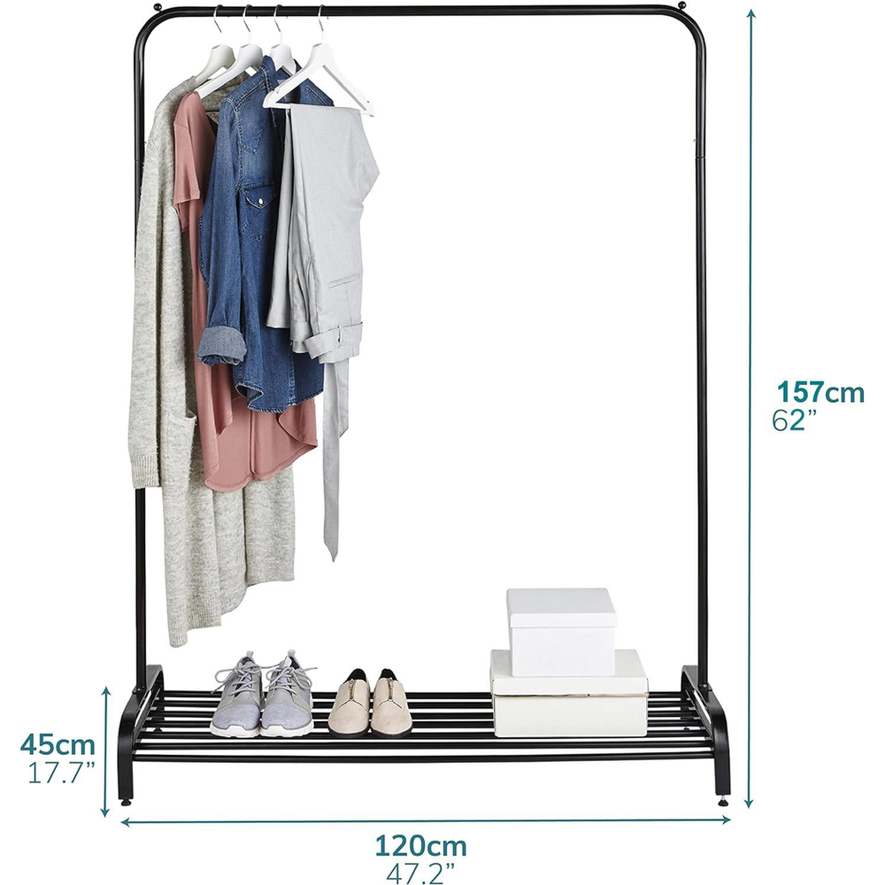 Premium Black Clothes Rail with Shoe Storage