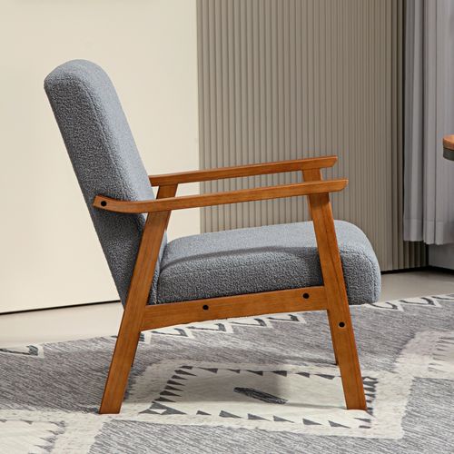 HOMCOM Boucle Accent Chair Armchair W/ Wide Seat for Living Room Bedroom