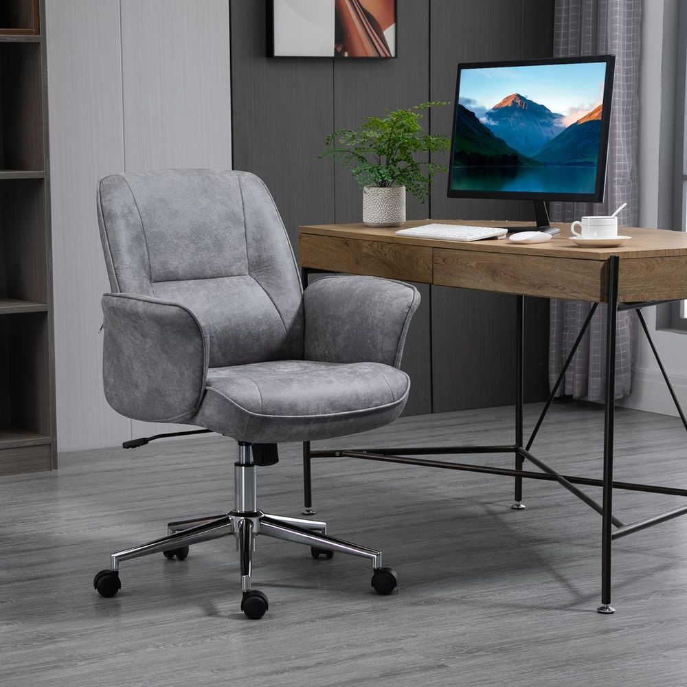 Vinsetto Swivel Office Chair | Home Desk Chair | Mid Back | Light Grey